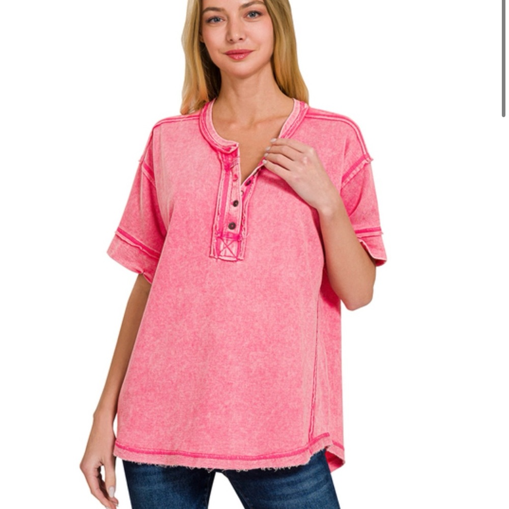 zenana button top in pink